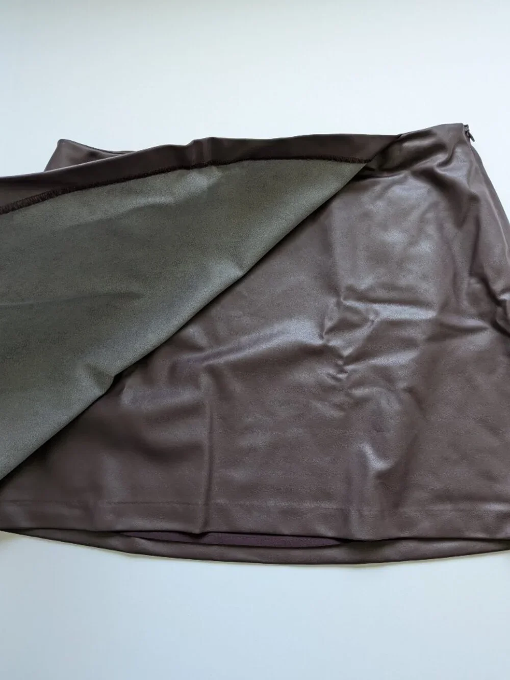 Old Navy Faux Wrap A-line Skirt XL Vegan Leather Mini Purply Brown Grunge Moto